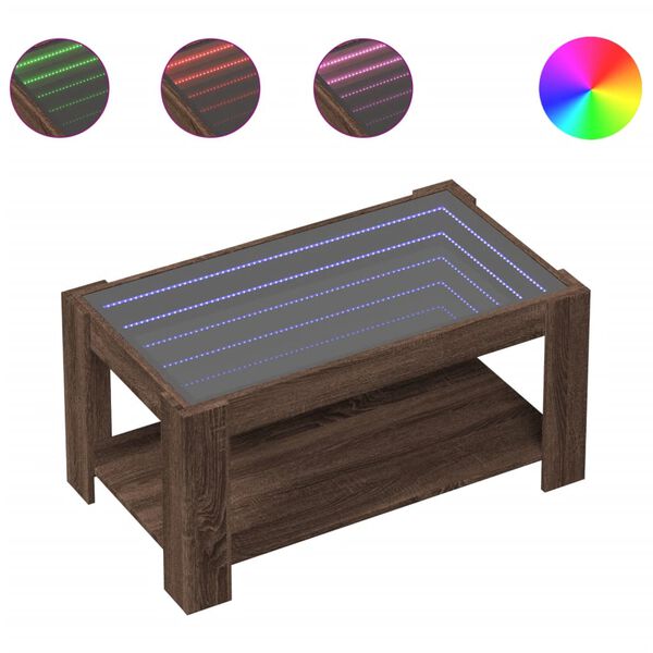 vidaXL Stolić za kavu LED smeđa boja hrasta 93x53x45 cm drveni