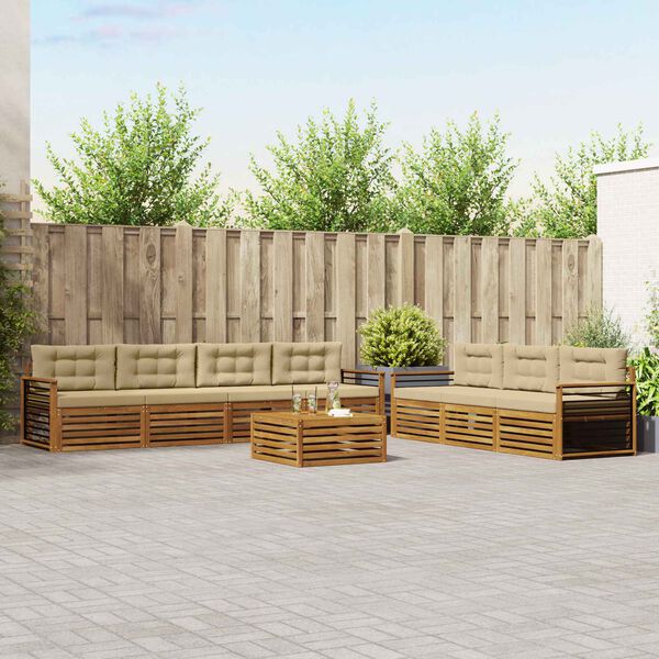 vidaXL Set vanjskih sofa s jastukom 8 pcs Prirodna i bež