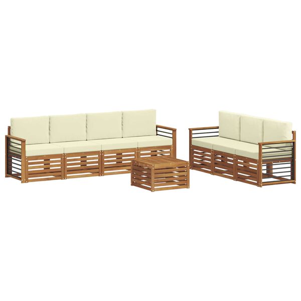 vidaXL Setovi sofa 8 pcs Prirodna i krem Čvrsto drvo akacije
