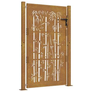 vidaXL Vrtna vrata 100x150 cm Corten čelik dizajn od bambusa