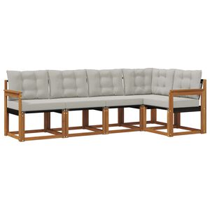 vidaXL Set vanjskih sofa 5 kom. Prirodna i svijetlo siva