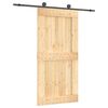 vidaXL Klizna vrata Prirodna i crna 100 x 210 cm Čvrsta borovina