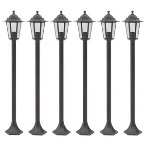 vidaXL Vrtna stupna svjetiljka od aluminija 6 kom E27 110 cm brončana