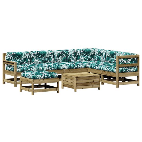 vidaXL 8-dijelna vrtna garnitura od impregnirane borovine s jastucima