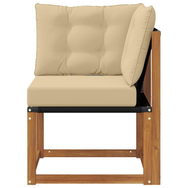 vidaXL Vanjski kutni kauč Masivno bagremovo drvo, Tekstilen Prirodna