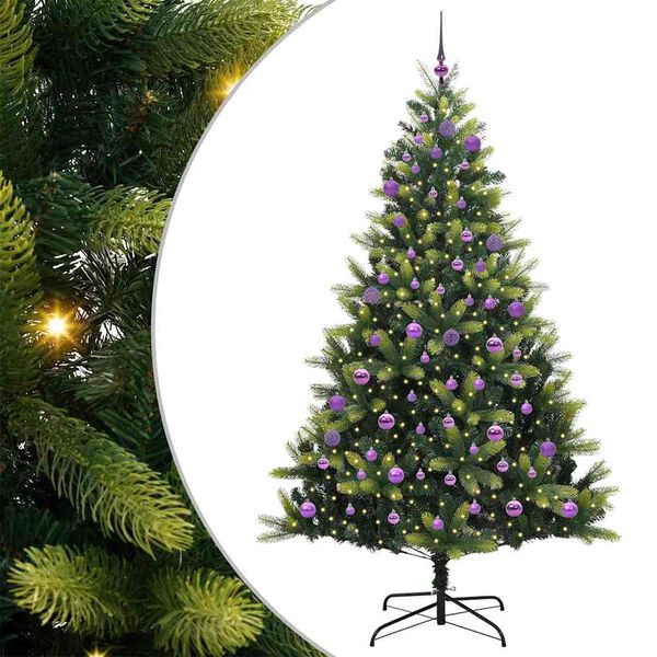 vidaXL Umjetno savitljivo božićno drvce s 300 LED dioda Zelena 240 cm