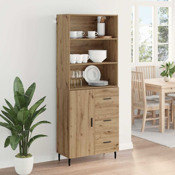 vidaXL Highboard s ladicama Umjetnički hrast 69,5 x 34 x 180 cm