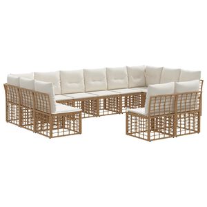 vidaXL Set vanjskih sofa 6 pcs Prirodna i krema bijela Poliester