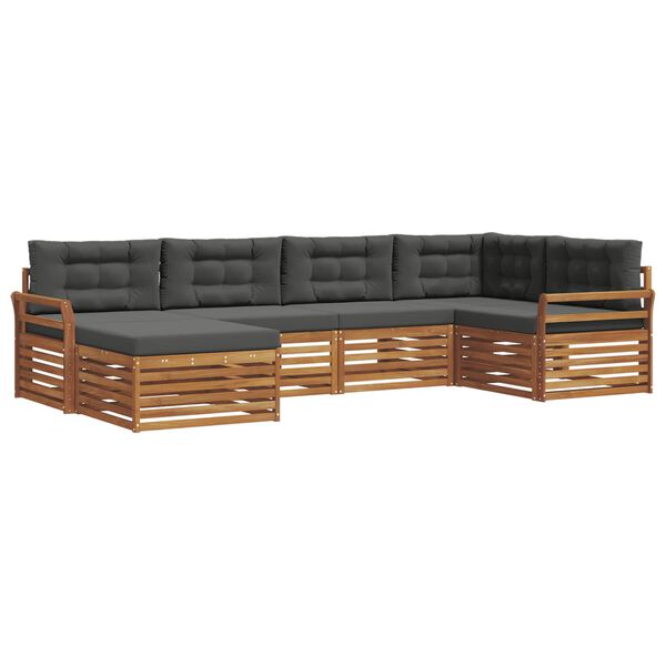 vidaXL Set vanjskih sofa s jastukom 6 pcs Prirodna i antracit