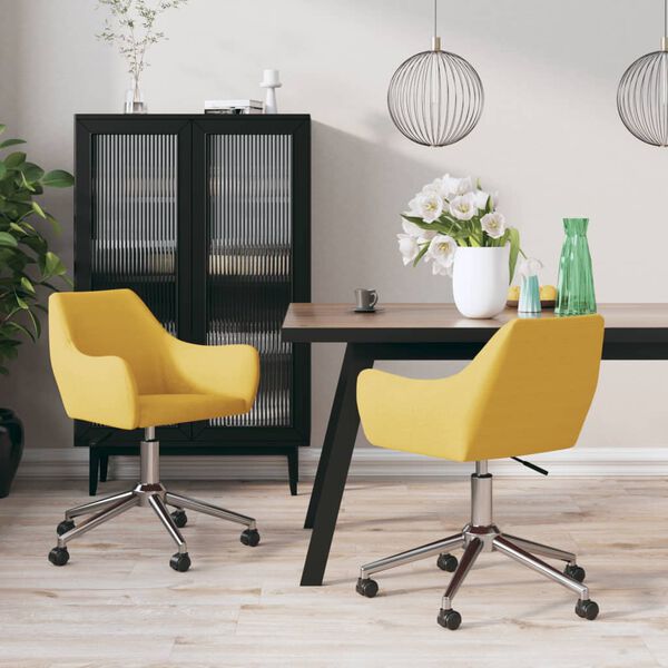 vidaXL Okretne blagovaonske stolice od tkanine 2 kom žute
