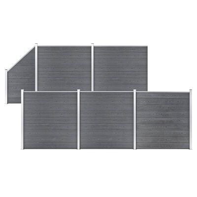 vidaXL Set WPC ograda 5 kvadratnih + 1 kosa 965 x 186 cm sivi