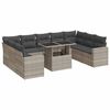 vidaXL 10-dijelni set vrtnih sofa poliratan s jastucima svijetlosivi