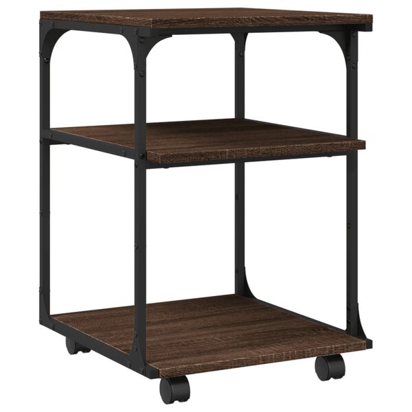 vidaXL Stalak za pisač s 3 razine smeđa boja hrasta 43x48x64 cm drveni