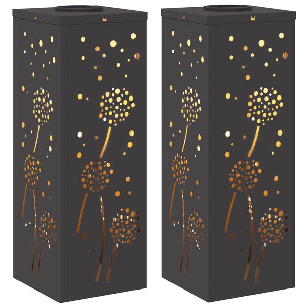 vidaXL Solarna LED svjetlost za stazu 2 pcs Crna Hladno valjana čelika