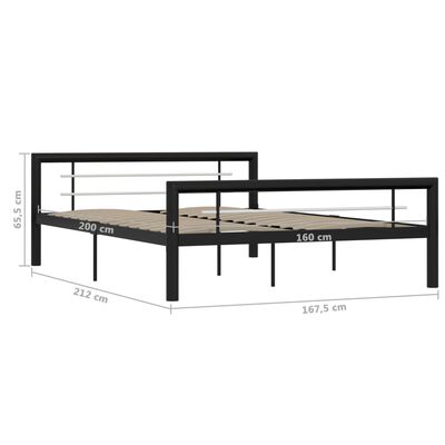 vidaXL Okvir za krevet crno-bijeli metalni 160 x 200 cm