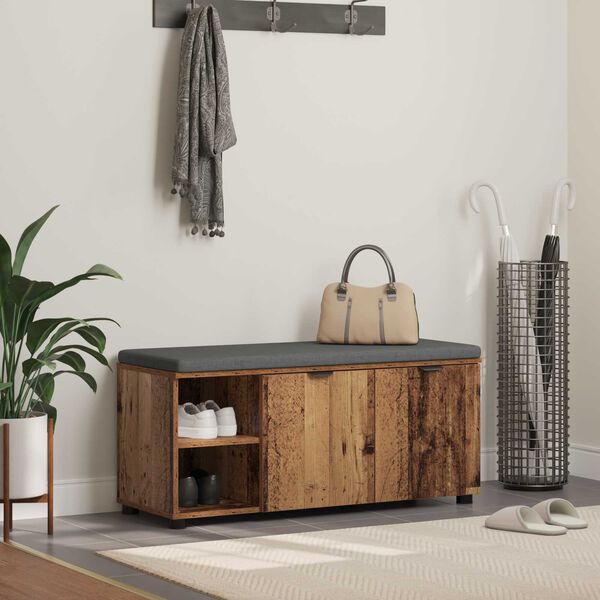 vidaXL Klupa za hodnik s jastukom Staro drvo 100 x 38 x 46 cm