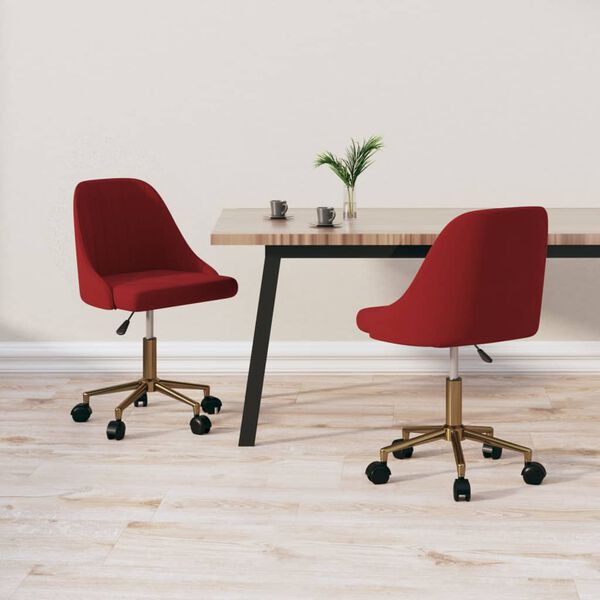 vidaXL Okretne blagovaonske stolice 2 kom crvena boja vina bar&scaron;unaste