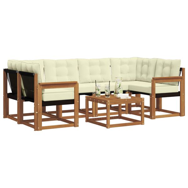 vidaXL Set vanjskih sofa s jastukom 7 pcs Prirodna i krem