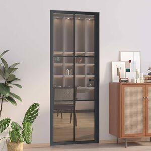 vidaXL Unutarnja vrata 76 x 201,5 cm crna od ESG stakla i aluminija