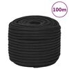 vidaXL Brodski konop tamnocrni 14 mm 100 m od polipropilena