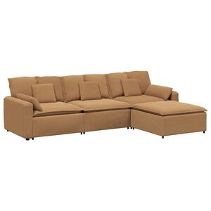 vidaXL Modularna sofa s tabureom i jastucima bež boje