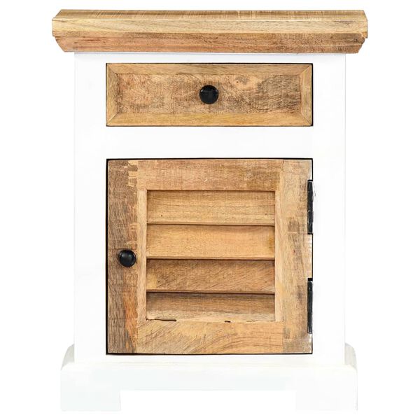 vidaXL Noćni ormarić bijelo-smeđi 40x30x50 cm masivno grubo drvo manga