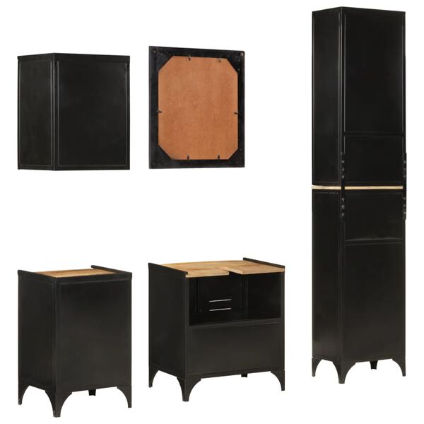 vidaXL 5-dijelni set kupaonskog namje&scaron;taja od željeza i drva manga