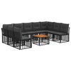 vidaXL Set vanjskih sofa 10 pcs Crna i tamno siva Poliester