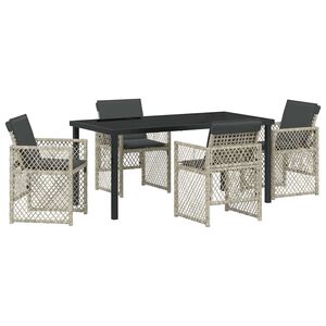 vidaXL Vrtni set za objed 5 pcs Svijetlo siva poliratan