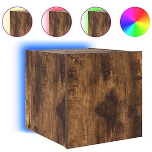 vidaXL Zidni TV ormarić s LED svjetlima boja hrasta 30,5 x 35 x 30 cm