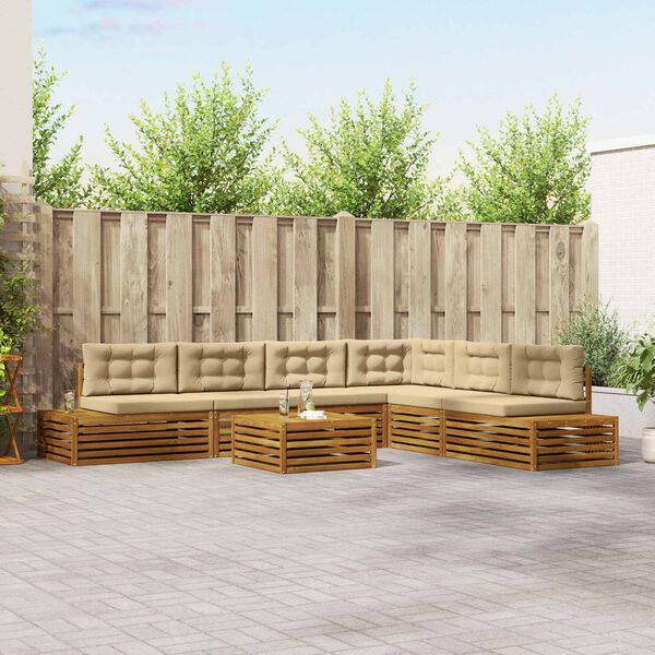 vidaXL Set vanjskih sofa s jastukom 7 Komad Prirodna i bež