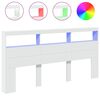 vidaXL Ormarić za uzglavlje s LED svjetlima bijeli 200 x 17 x 102 cm