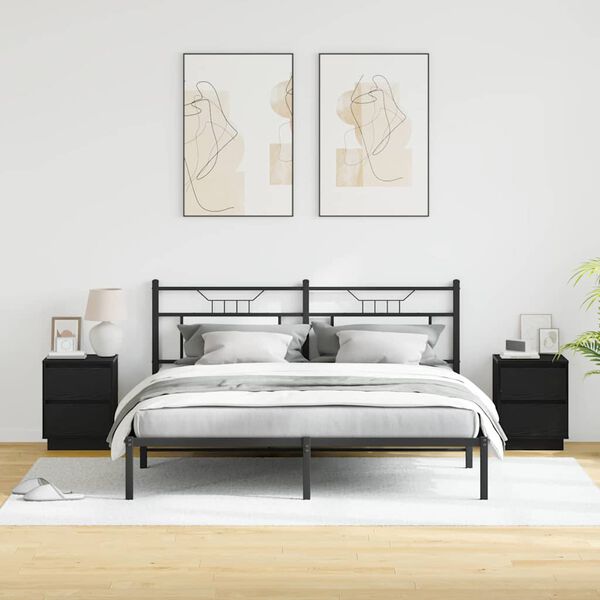 vidaXL Noćni ormar s ladicama 2 pcs Crni hrast 39 x 34,5 x 50 cm