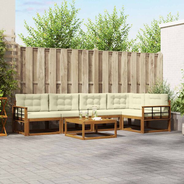 vidaXL Set vanjskih sofa s jastukom 6 pcs Prirodna i krem