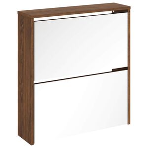 vidaXL Ormarić za cipele s ogledalom 2 razine Smeđi hrast 63x17x67 cm