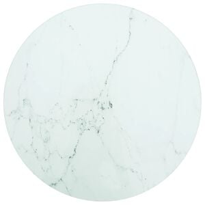 vidaXL Stolna ploča bijela &Oslash; 30 x 0,8 cm staklena s mramornim uzorkom