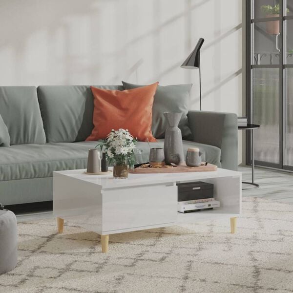 vidaXL Stolić za kavu sjajni bijeli 90 x 60 x 35 cm konstruirano drvo