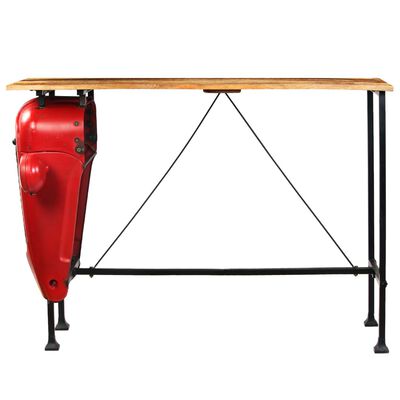vidaXL Barski stol u obliku traktora od masivnog drva manga crveni 60 x 150 x 107 cm