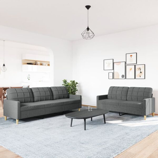 vidaXL 2-dijelni set sofa tamnosivi od tkanine
