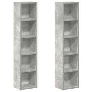 vidaXL Ormarići za CD-ove 2 kom siva boja betona 21x16x93,5 cm iverica