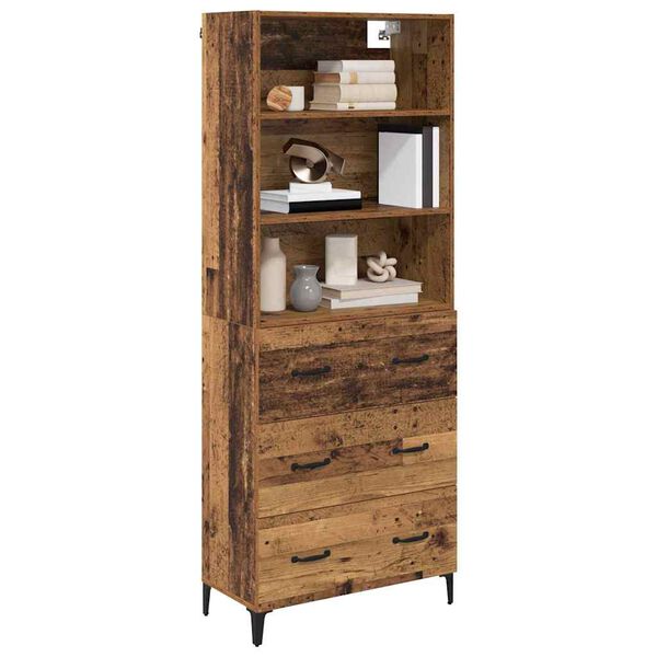 vidaXL Highboard Staro drvo 69,5 x 34 x 180 cm Konstruirano drvo