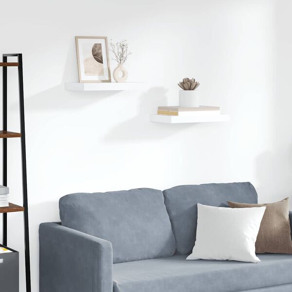 vidaXL Plutajuće zidne police 2 kom bijele 40 x 23 x 3,8 cm MDF