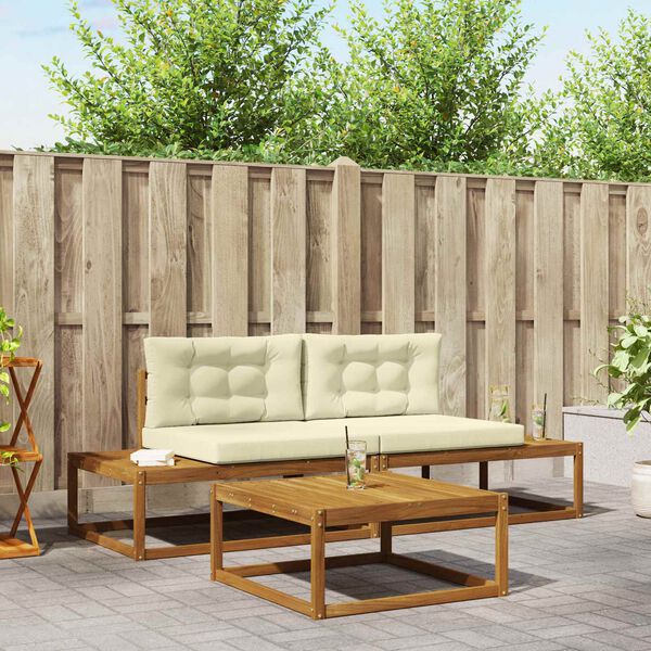 vidaXL Set vanjskih sofa s jastukom 3 Komad Prirodna i krem
