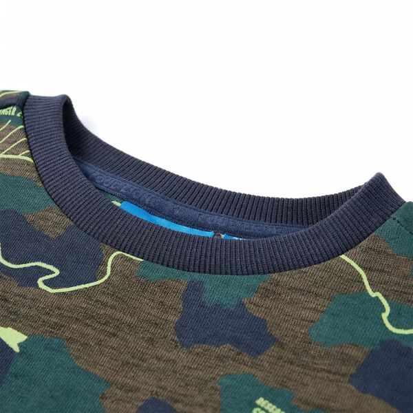 Dječja topla majica tamna kaki prošarana 128