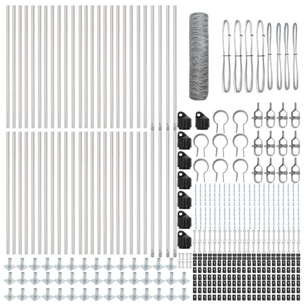 vidaXL Ograda s stupovima Srebrno 0.8 x 100 m Čelik prekriven PVC-om