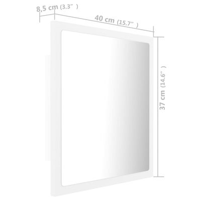 vidaXL LED kupaonsko ogledalo bijelo 40 x 8,5 x 37 cm akrilno