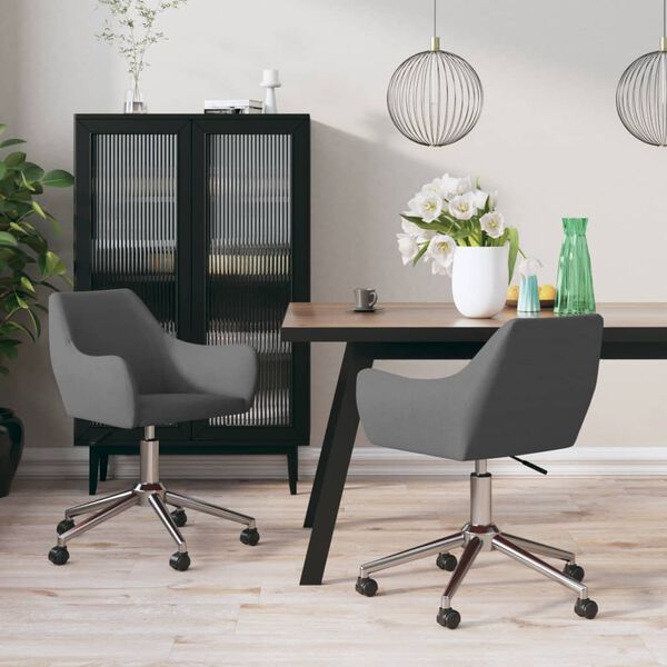 vidaXL Okretne blagovaonske stolice od tkanine 2 kom tamnosive