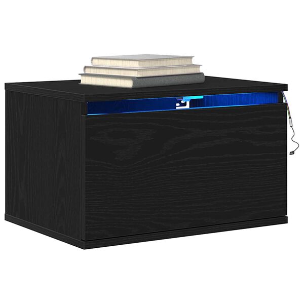 vidaXL Wall-mounted noćni ormarić Crni hrast 50 x 36 x 30 cm