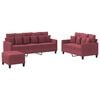vidaXL 3-dijelni set sofa s jastucima crvena boja vina od tkanine