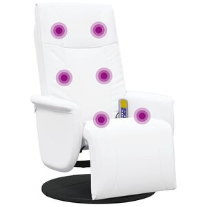 vidaXL Masažni naslonjač od umjetne kože s osloncem za noge bijeli